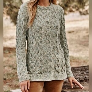 J.Jill Chenille Cable-Knit Sweater Sage Green